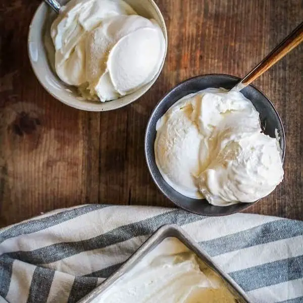 two bowls of vanilla ice cream